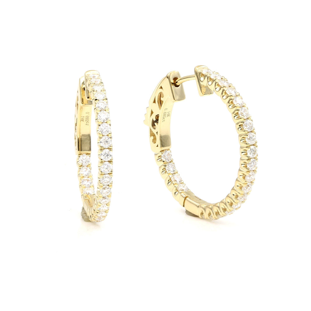 14K Yellow Gold D Color Moissanite Hoop Earrings