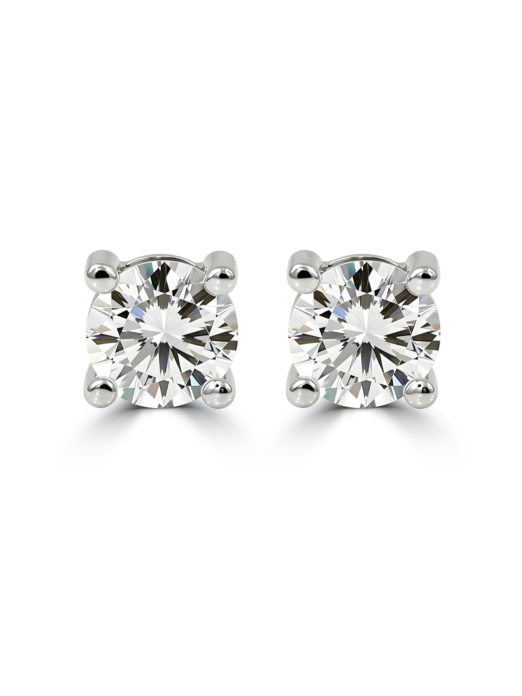 14K Solid Gold Moissanite Solitaire Studs Earrings