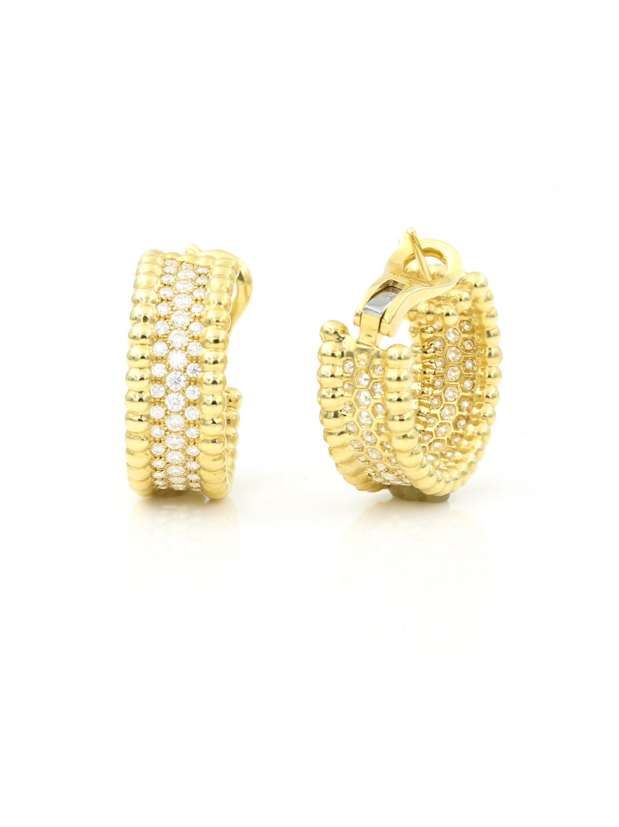 18K Yellow Gold 1.43CTW Moissanite Hoop Earrings