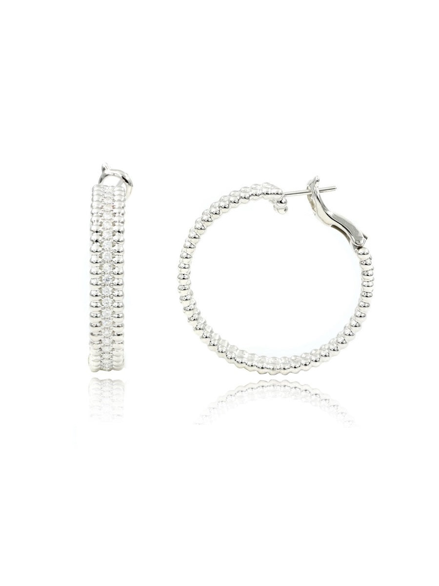 18K White Gold 1.13CTW Moissanite Hoop Earrings