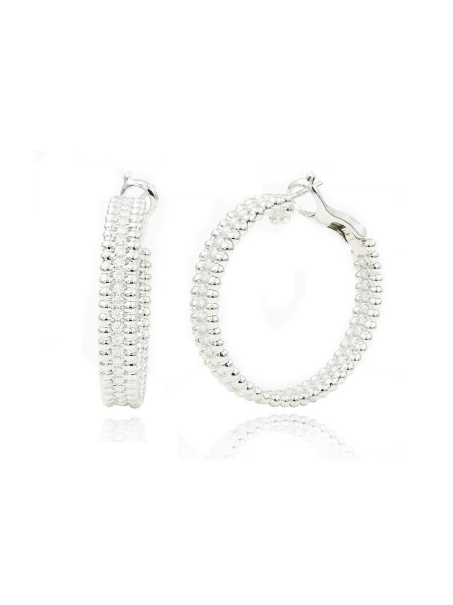 18K White Gold 1.13CTW Moissanite Hoop Earrings