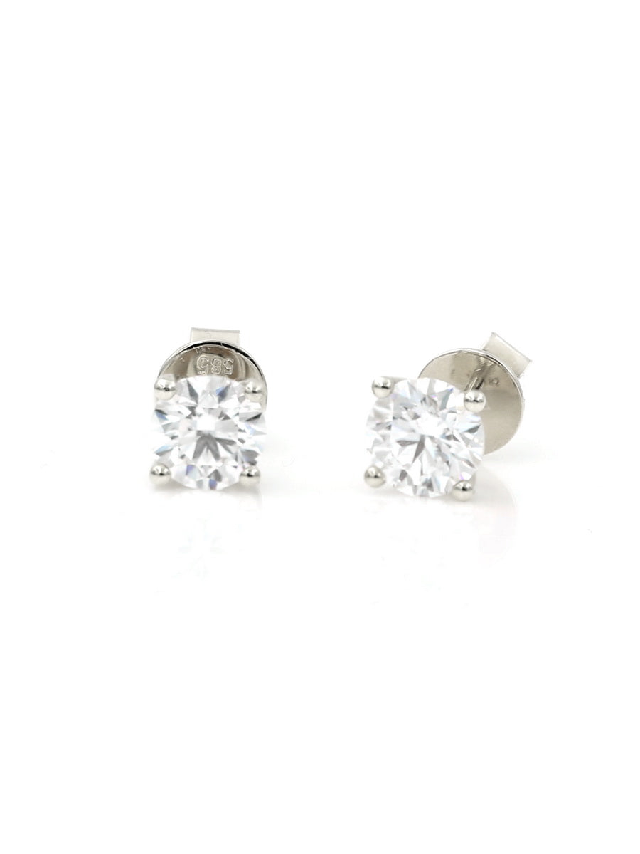 14K Solid Gold Lab-Grown Diamond Four-Prong Studs Earrings