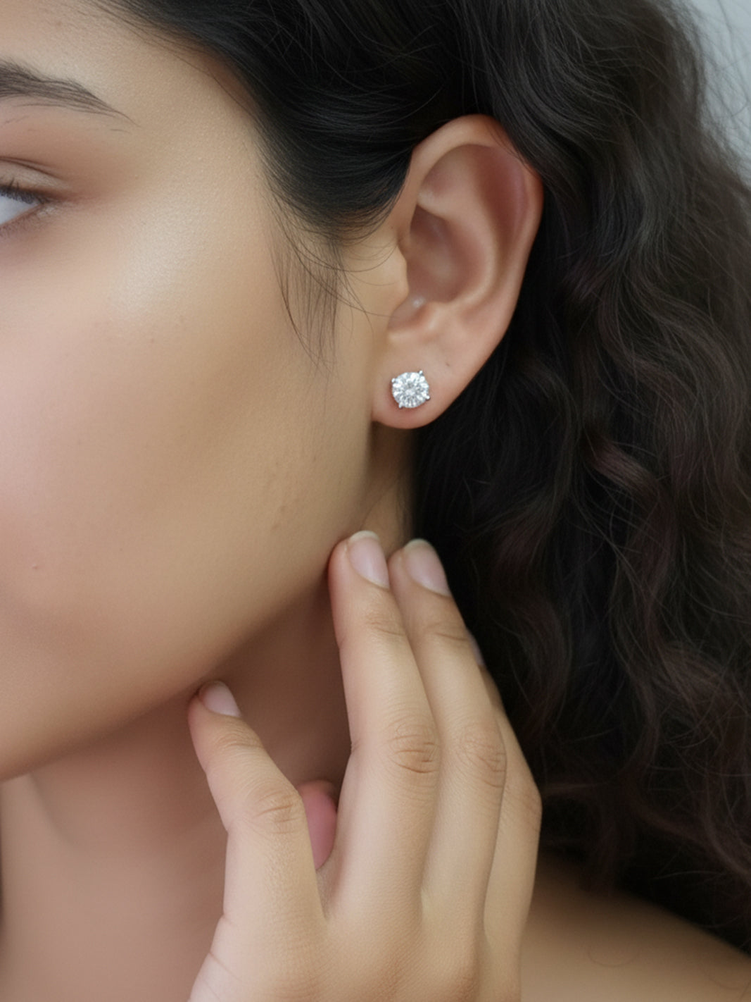 14K Solid Gold Lab-Grown Diamond Four-Prong Studs Earrings