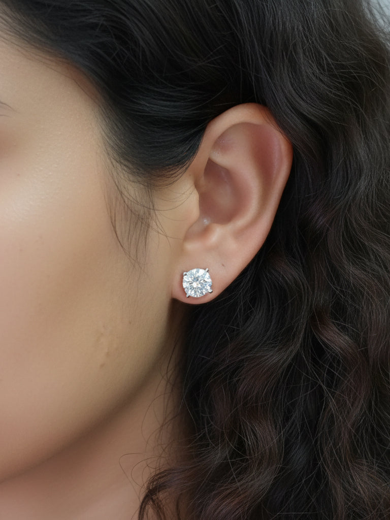 14K Solid Gold Lab-Grown Diamond Four-Prong Studs Earrings