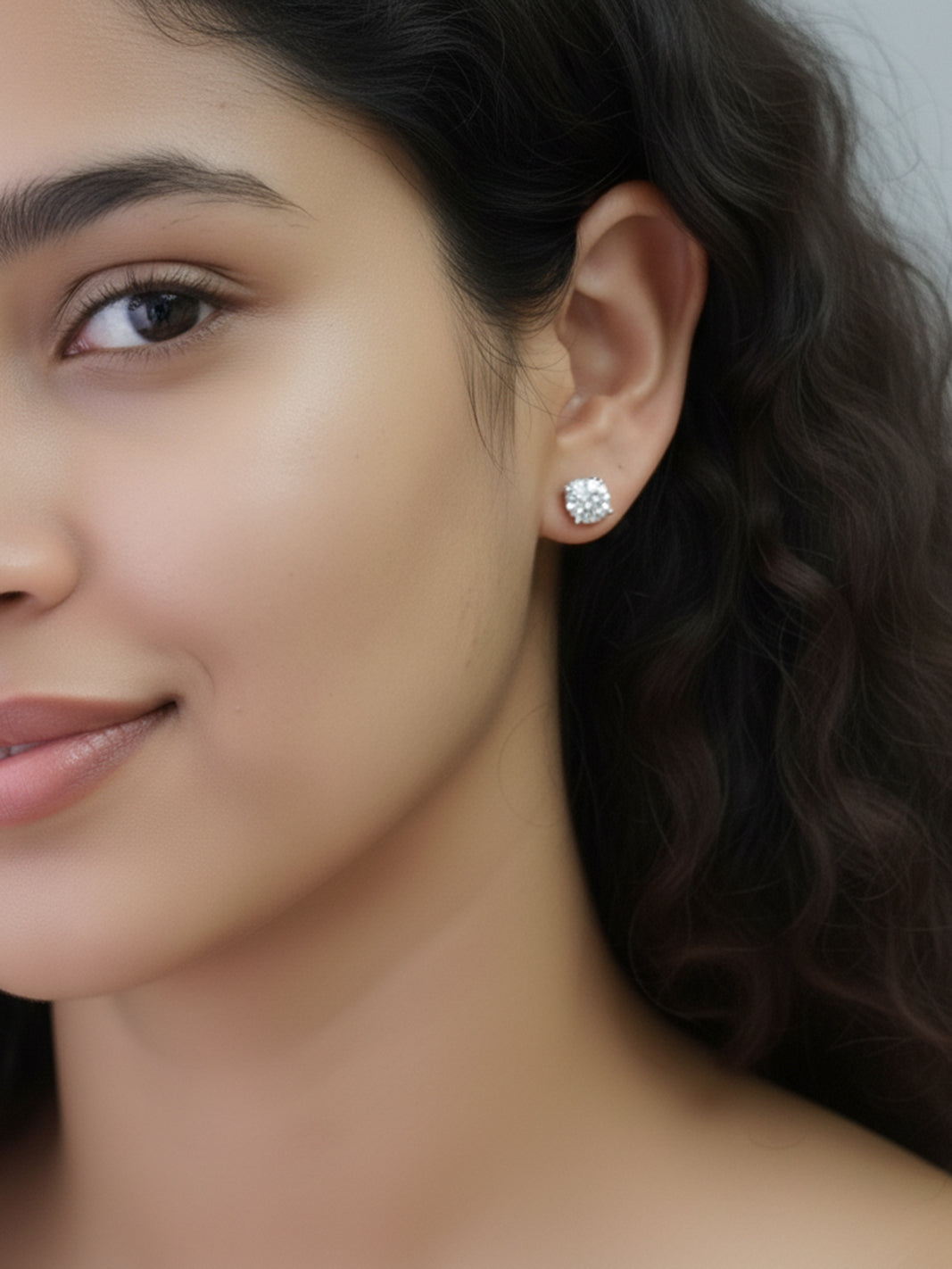 14K Solid Gold Lab-Grown Diamond Four-Prong Studs Earrings
