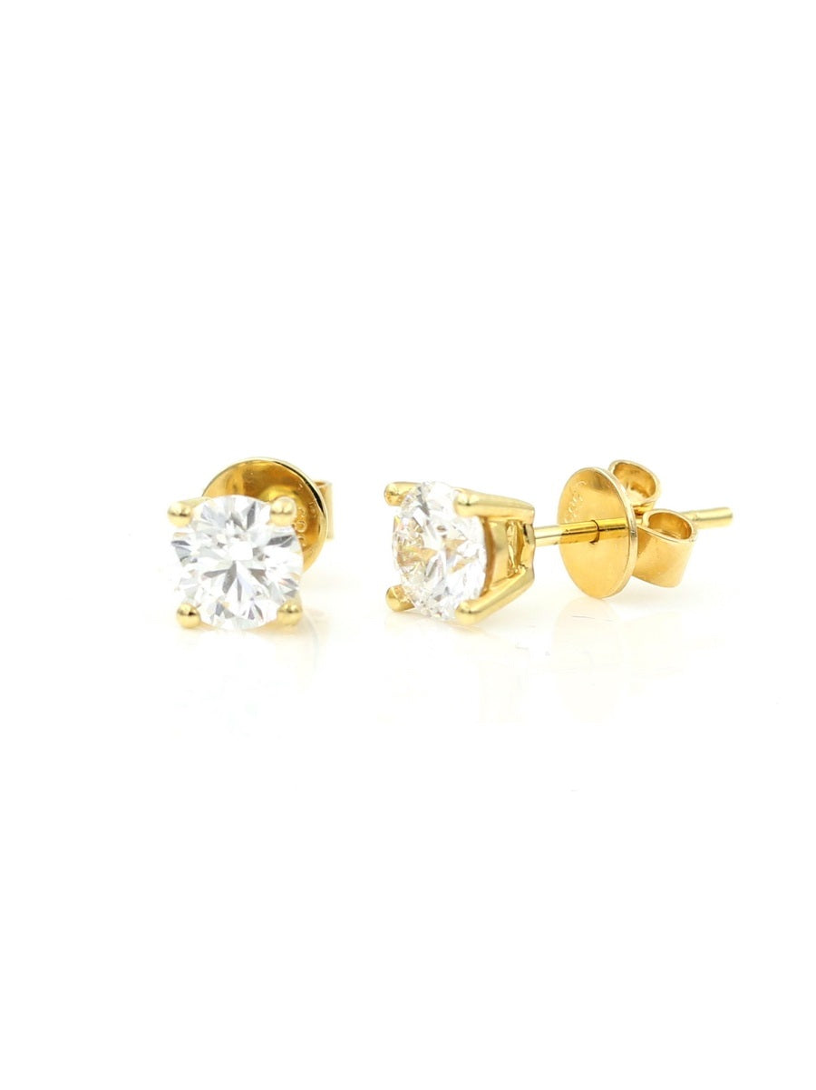 14K Solid Gold Lab-Grown Diamond Four-Prong Studs Earrings