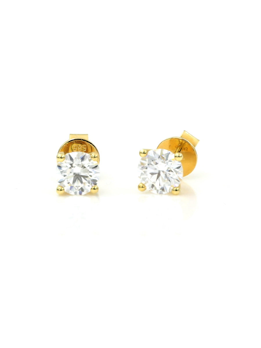 14K Solid Gold Lab-Grown Diamond Four-Prong Studs Earrings