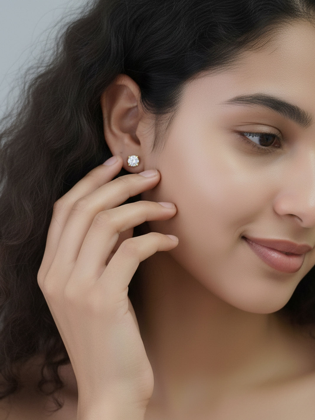 14K Solid Gold Lab-Grown Diamond Four-Prong Studs Earrings