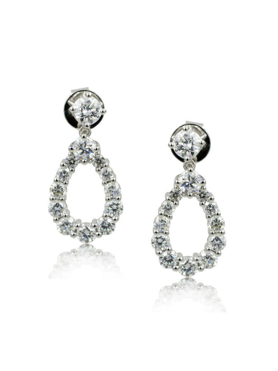 14K White Gold 1.22CTW Lab-Grown Diamond Tear Drop Earrings