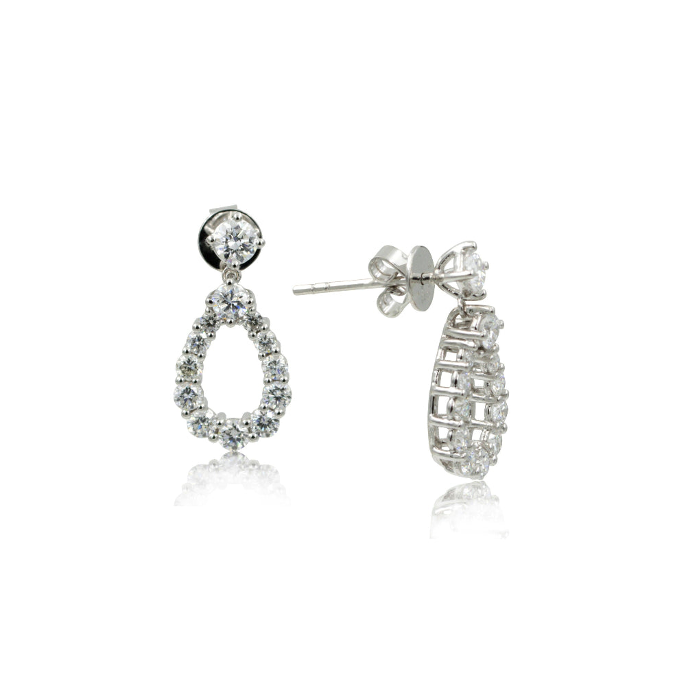 14K White Gold 1.22CTW Lab-Grown Diamond Tear Drop Earrings