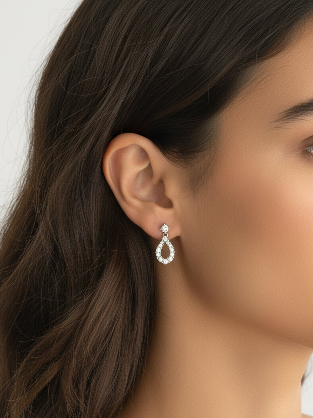 14K White Gold 1.22CTW Lab-Grown Diamond Tear Drop Earrings