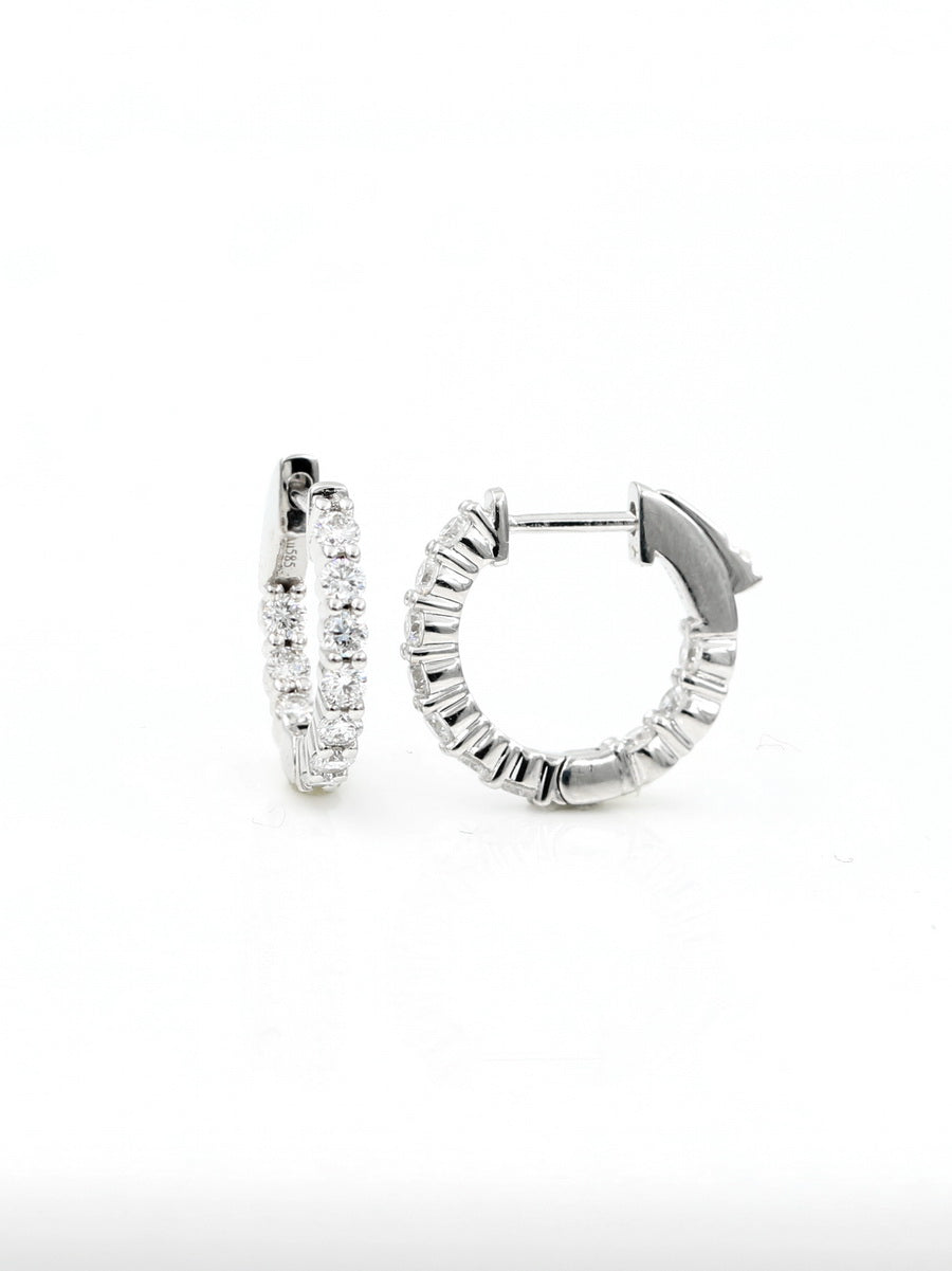 14K Solid Gold Lab-Grown Diamond Hoop Earrings
