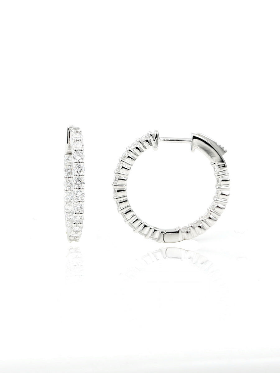14K Solid Gold Lab-Grown Diamond Hoop Earrings