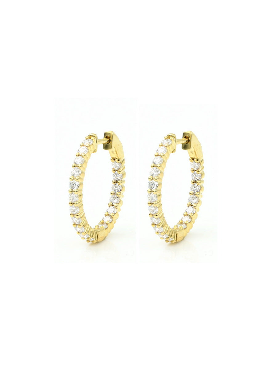 14K Solid Gold Lab-Grown Diamond Hoop Earrings