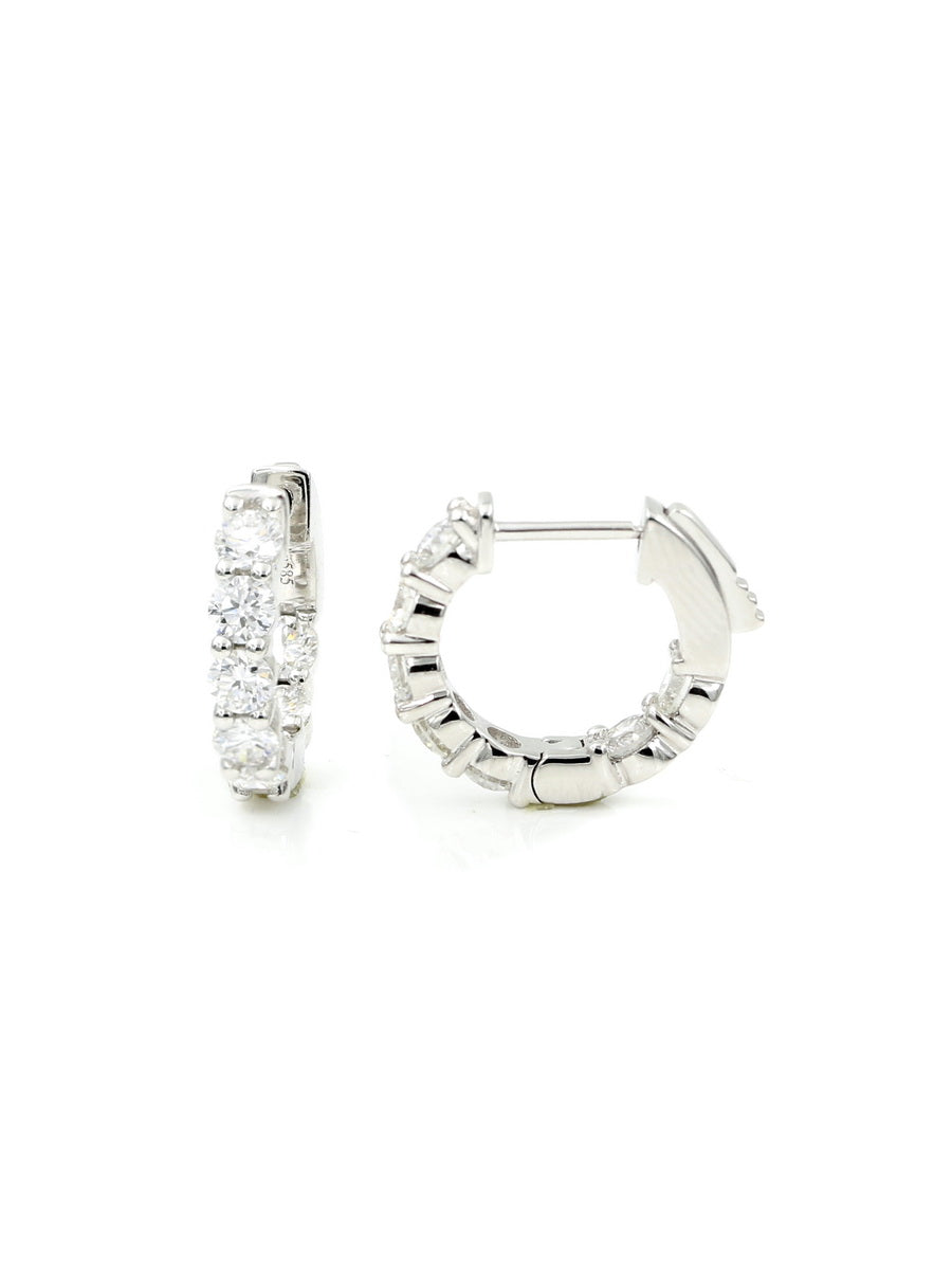 14K Solid Gold Lab-Grown Diamond Hoop Earrings