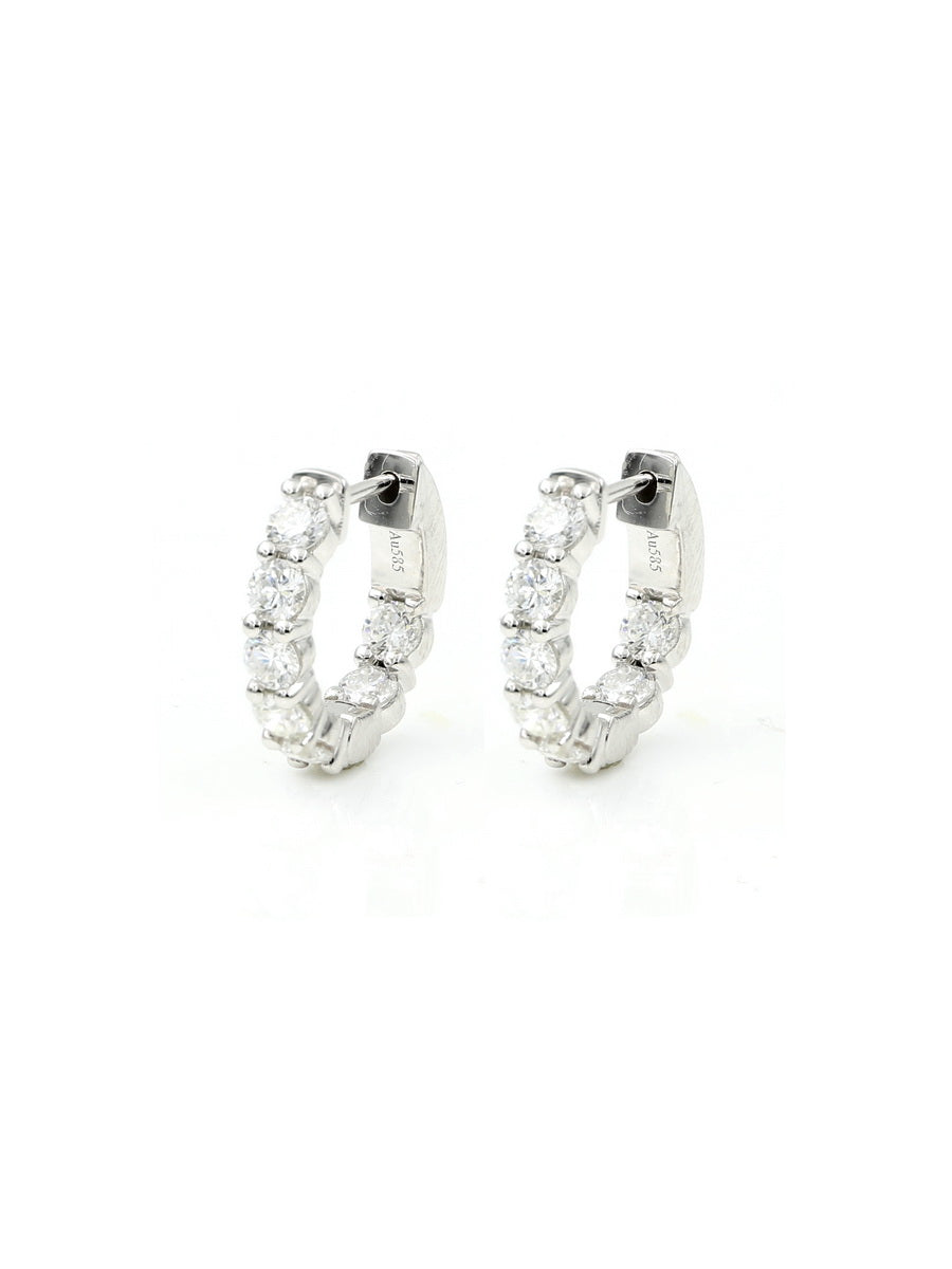 14K Solid Gold Lab-Grown Diamond Hoop Earrings