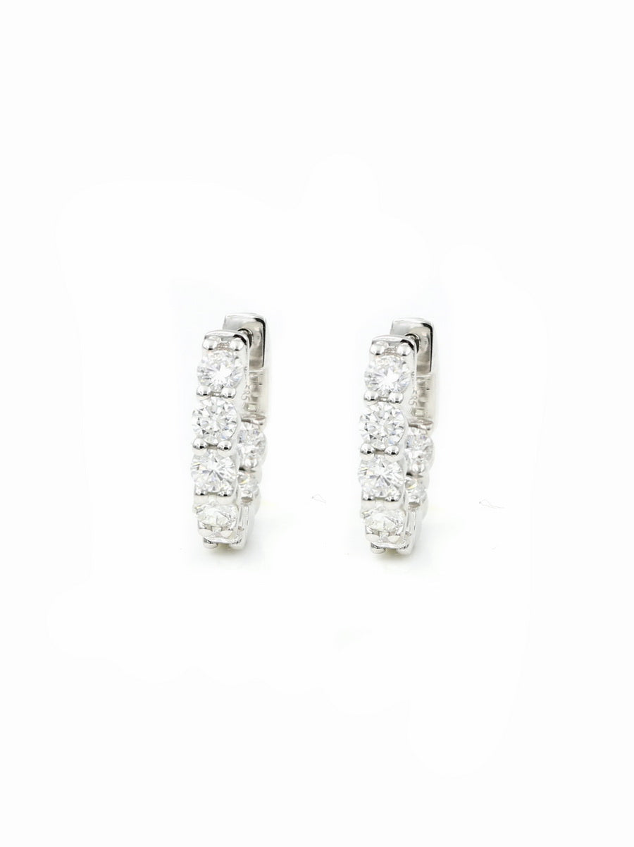 14K Solid Gold Lab-Grown Diamond Hoop Earrings