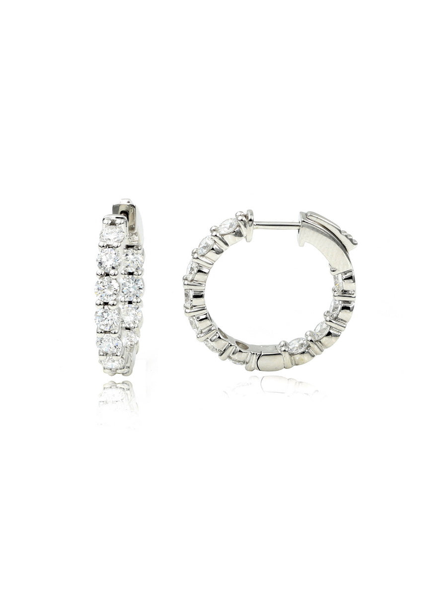 14K Solid Gold Lab-Grown Diamond Hoop Earrings