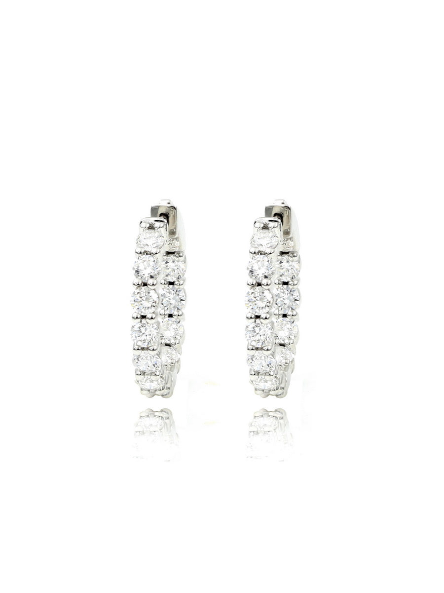 14K Solid Gold Lab-Grown Diamond Hoop Earrings