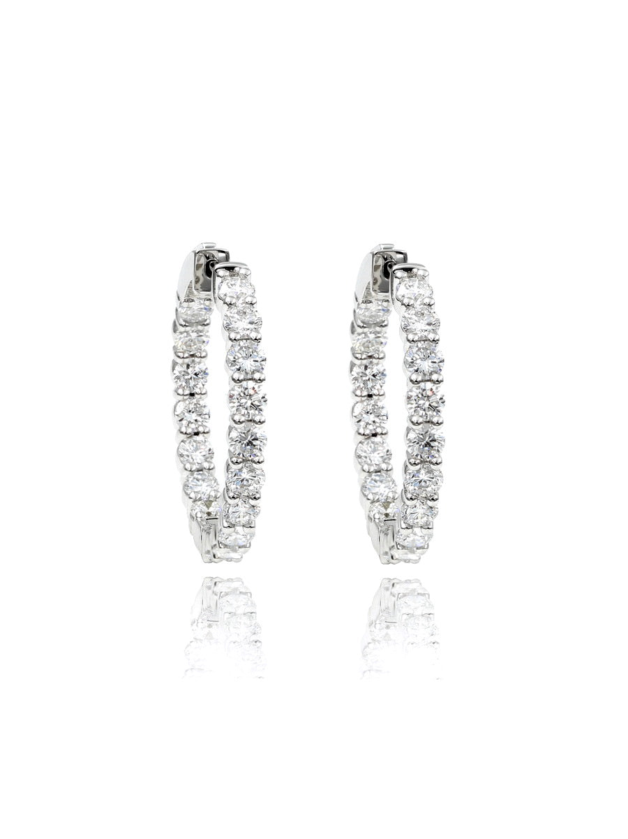 14K Solid Gold Lab-Grown Diamond Hoop Earrings