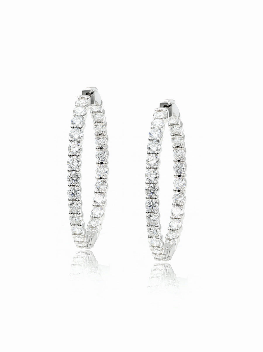14K Solid Gold Lab-Grown Diamond Hoop Earrings