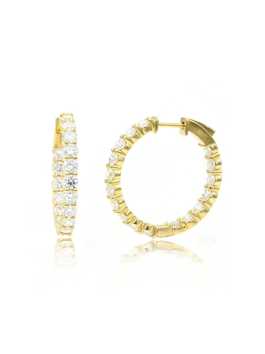 14K Solid Gold Lab-Grown Diamond Hoop Earrings
