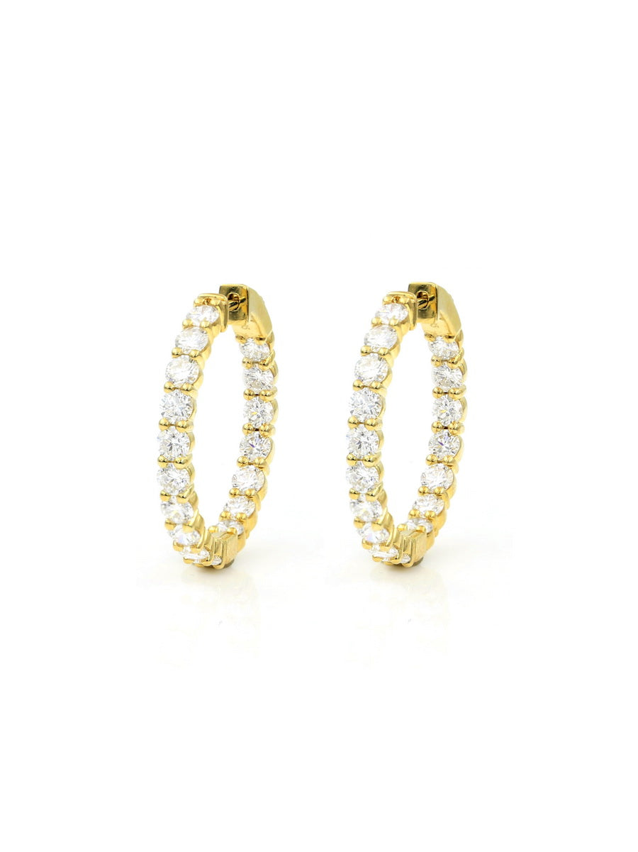 14K Solid Gold Lab-Grown Diamond Hoop Earrings