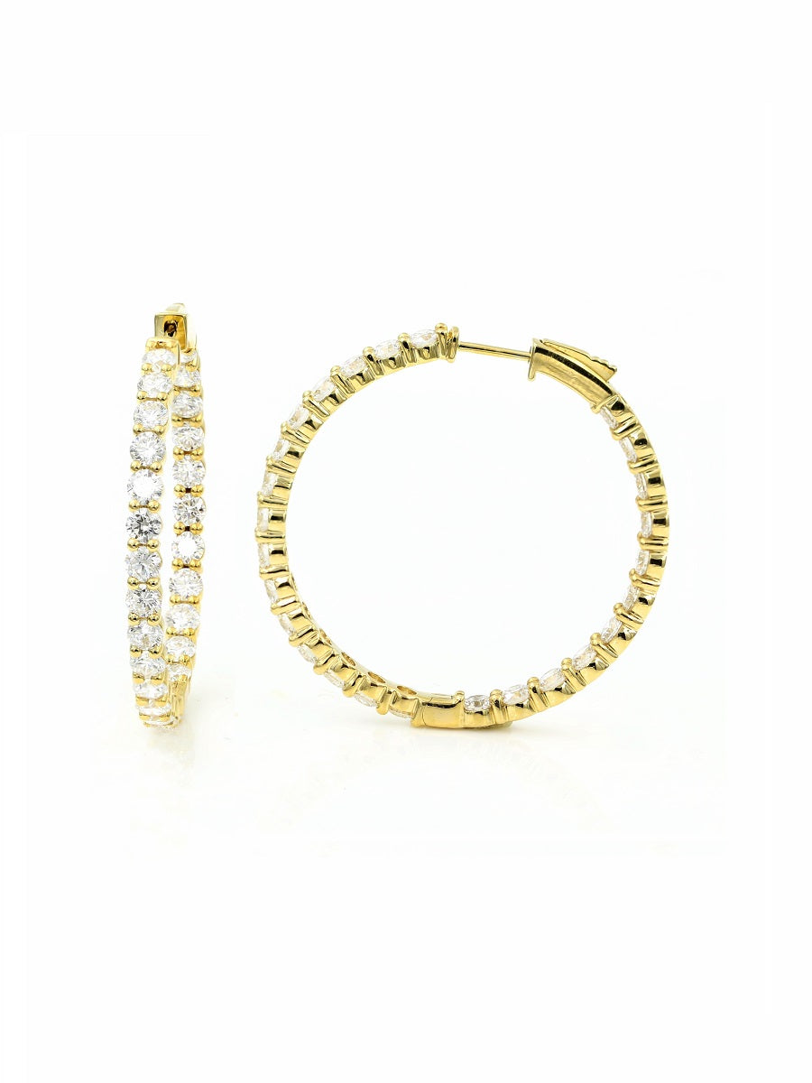 14K Solid Gold Lab-Grown Diamond Hoop Earrings