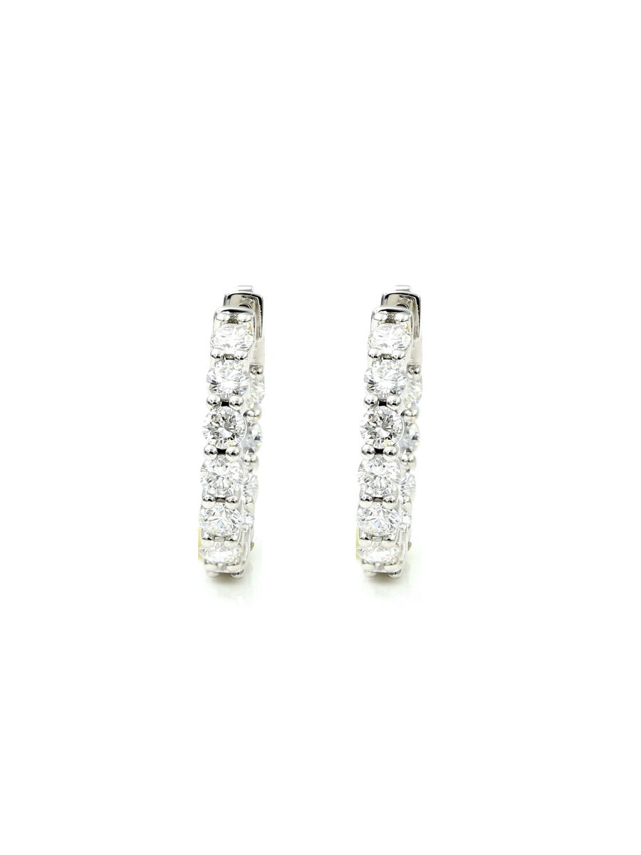 14K Solid Gold Lab-Grown Diamond Hoop Earrings