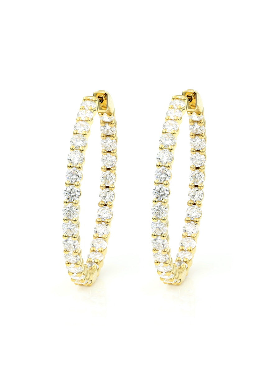 14K Solid Gold Lab-Grown Diamond Hoop Earrings