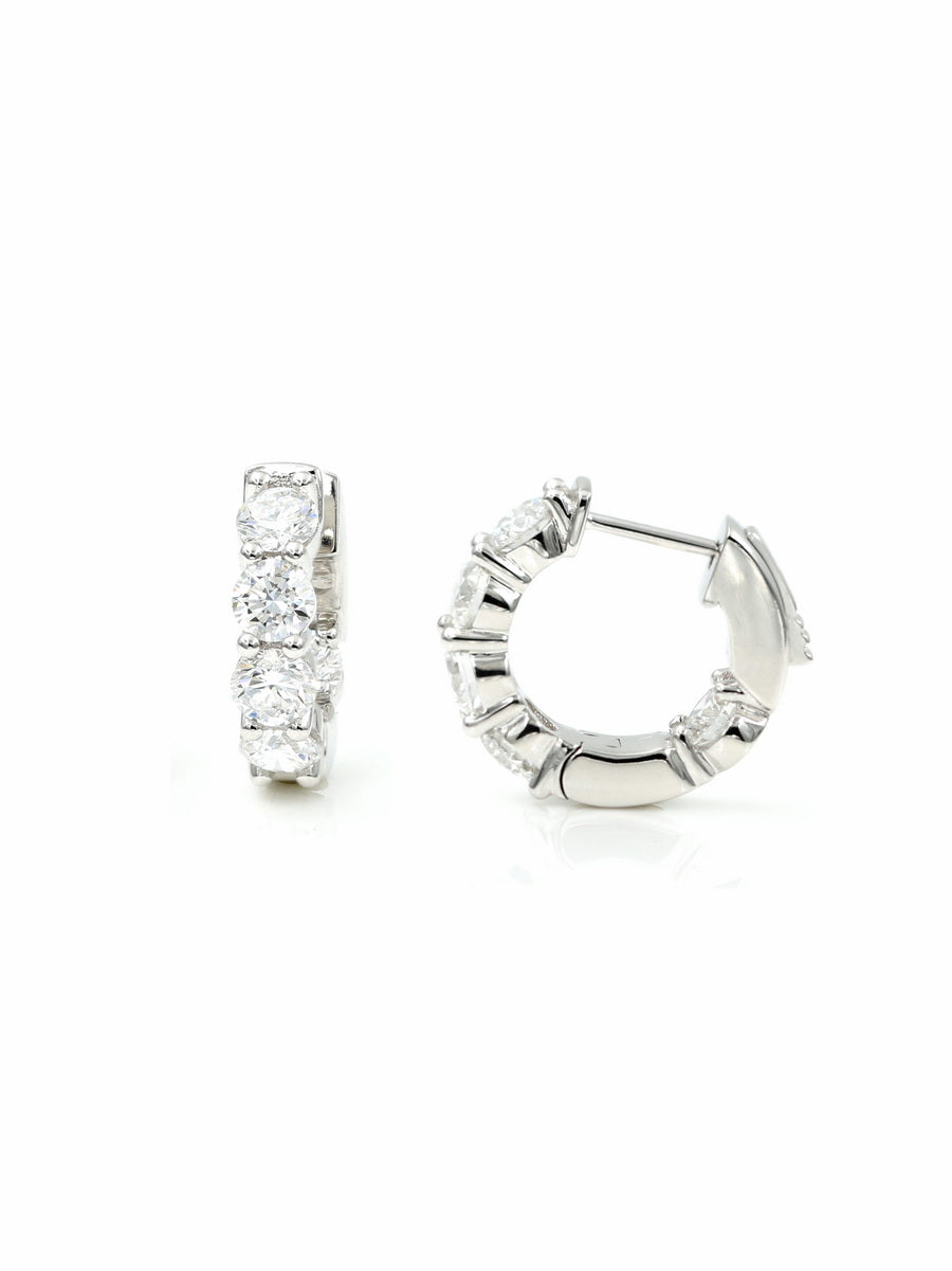 14K Solid Gold Lab-Grown Diamond Hoop Earrings