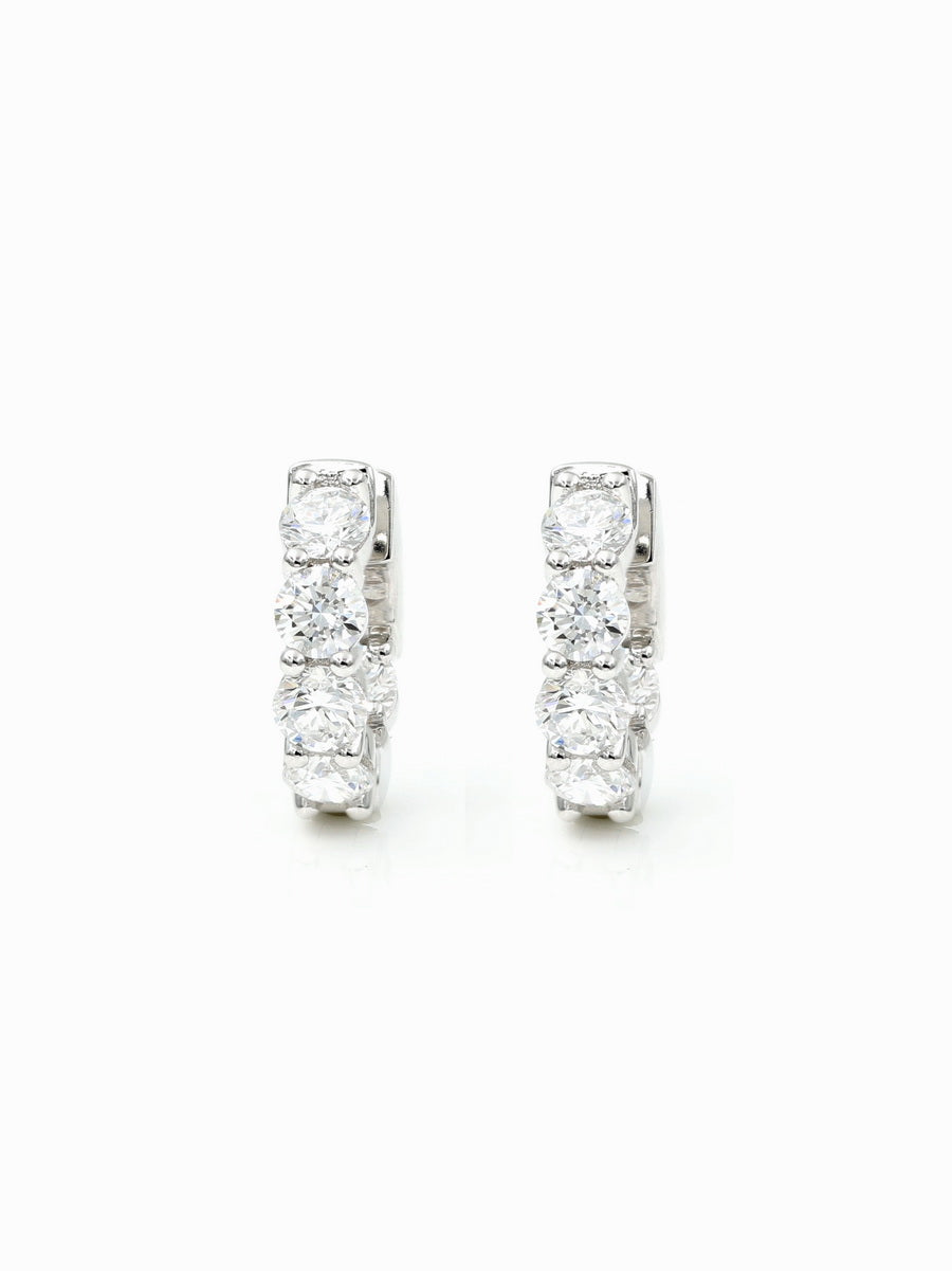 14K Solid Gold Lab-Grown Diamond Hoop Earrings