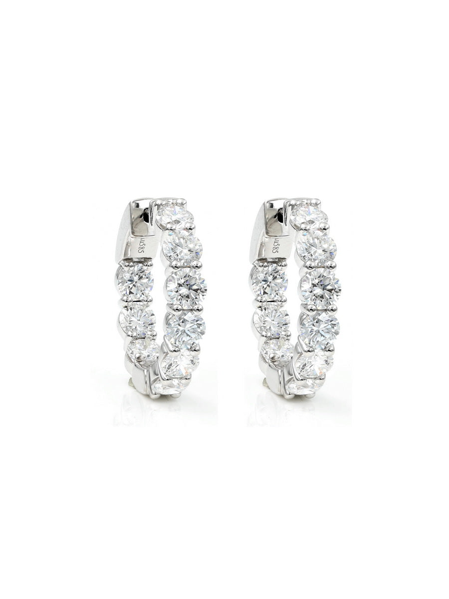 14K Solid Gold Lab-Grown Diamond Hoop Earrings