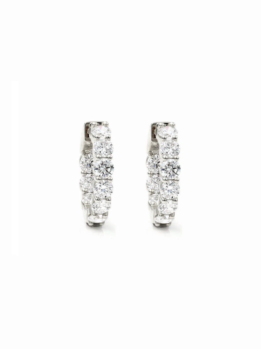 14K Solid Gold Lab-Grown Diamond Hoop Earrings