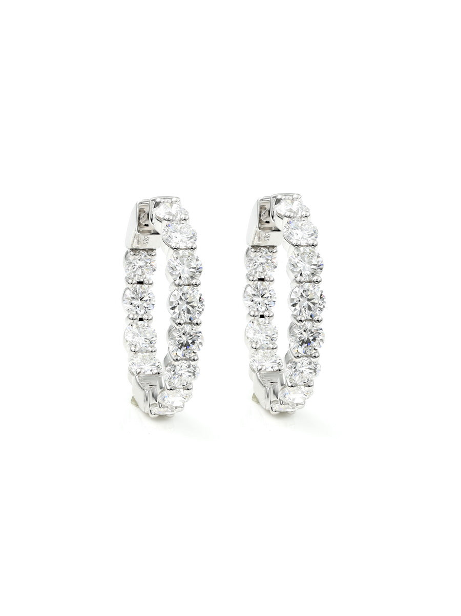 14K Solid Gold Lab-Grown Diamond Hoop Earrings