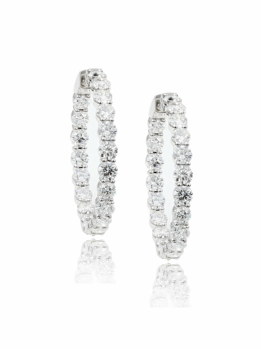 14K Solid Gold Lab-Grown Diamond Hoop Earrings