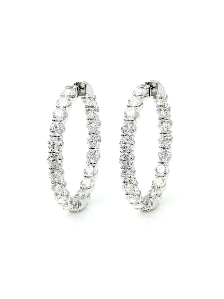 14K Solid Gold Lab-Grown Diamond Hoop Earrings
