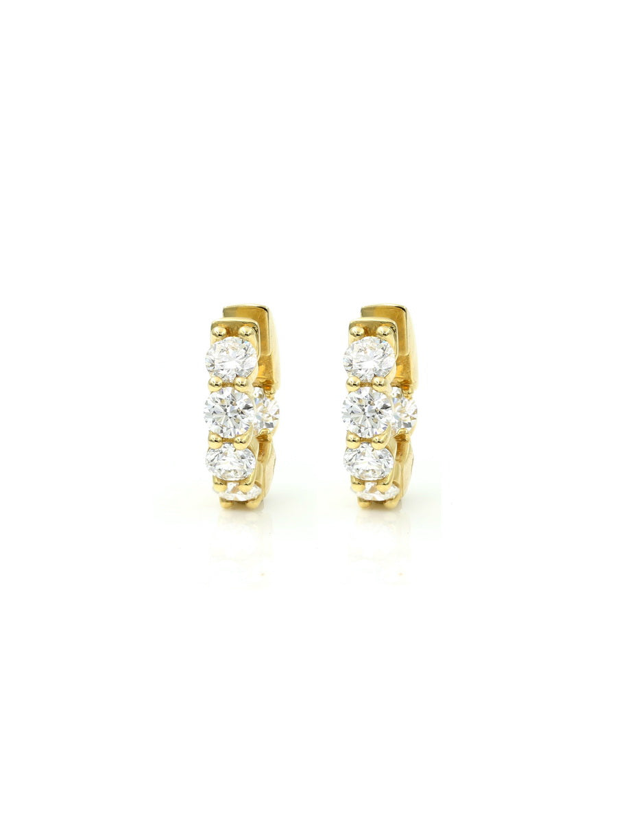 14K Solid Gold Lab-Grown Diamond Hoop Earrings