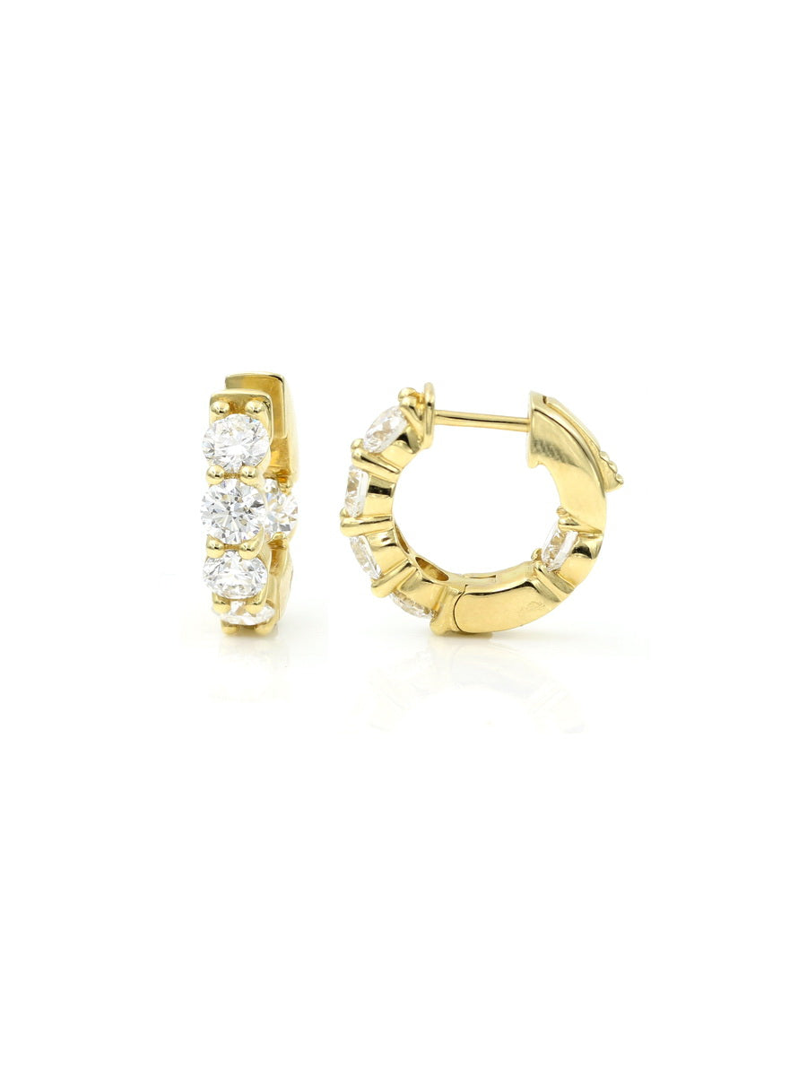 14K Solid Gold Lab-Grown Diamond Hoop Earrings