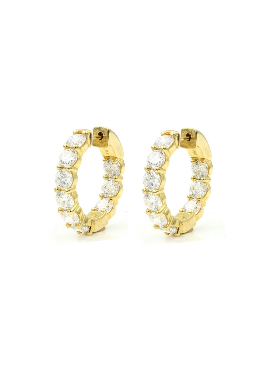 14K Solid Gold Lab-Grown Diamond Hoop Earrings