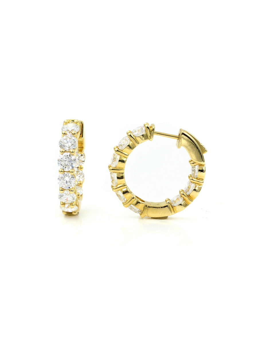 14K Solid Gold Lab-Grown Diamond Hoop Earrings