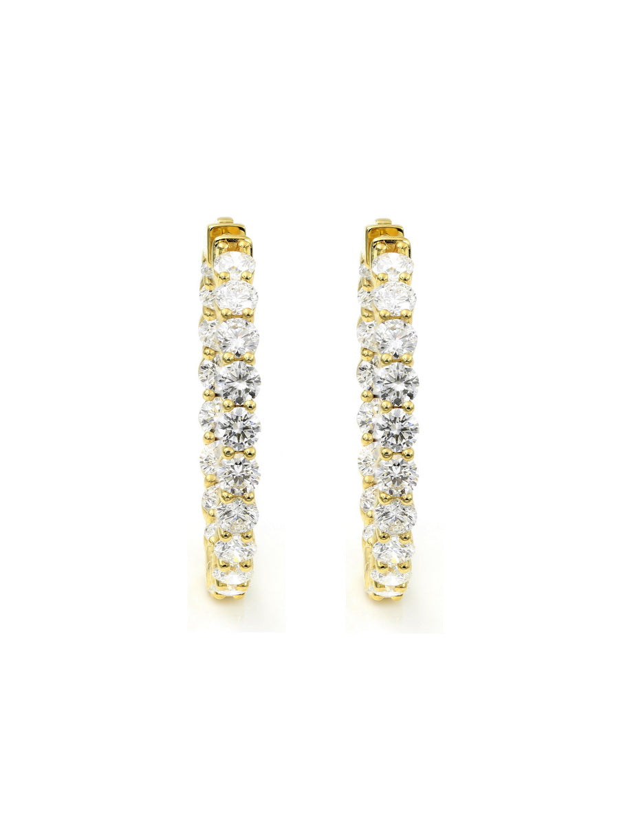 14K Solid Gold Lab-Grown Diamond Hoop Earrings