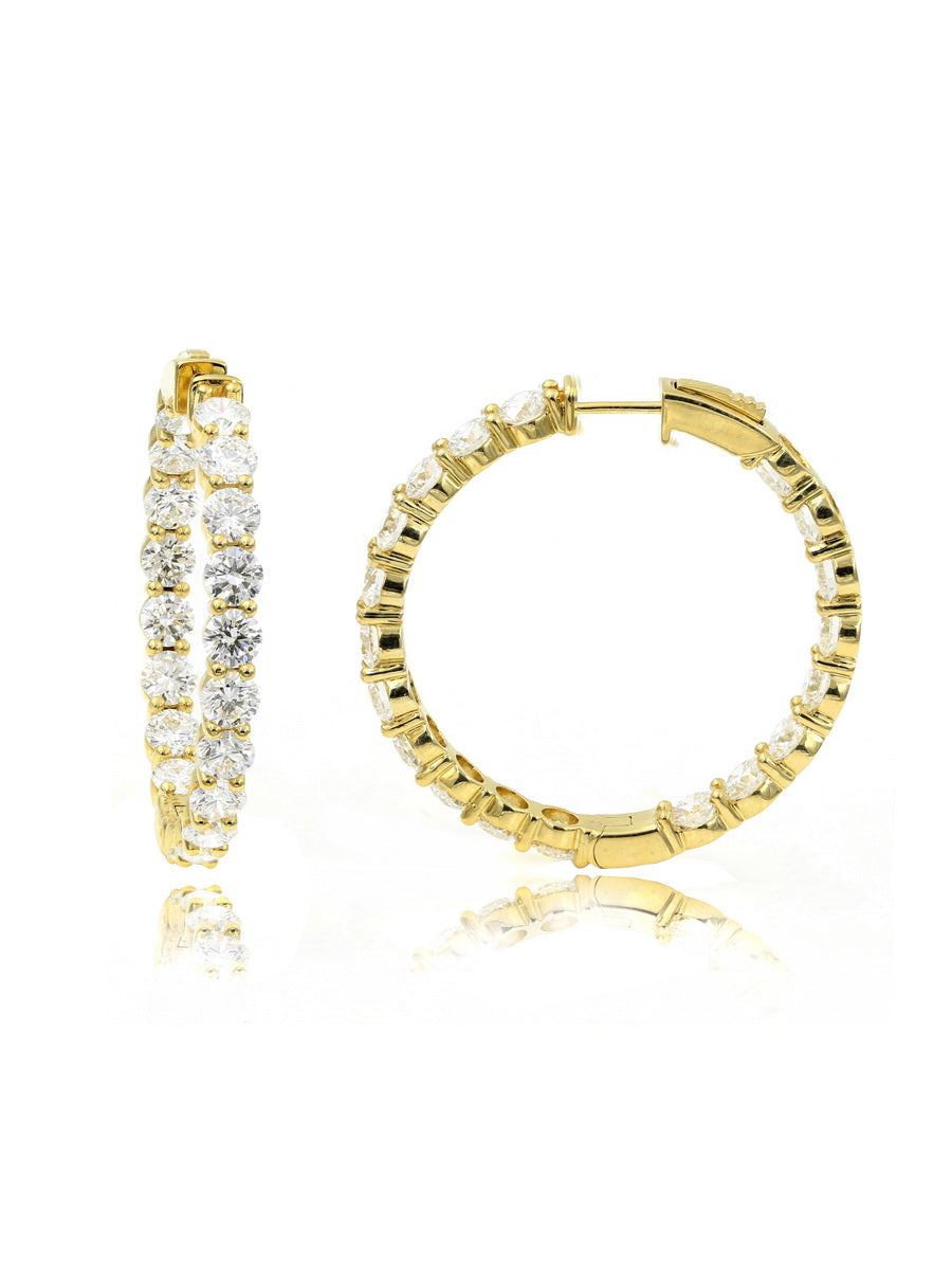 14K Solid Gold Lab-Grown Diamond Hoop Earrings