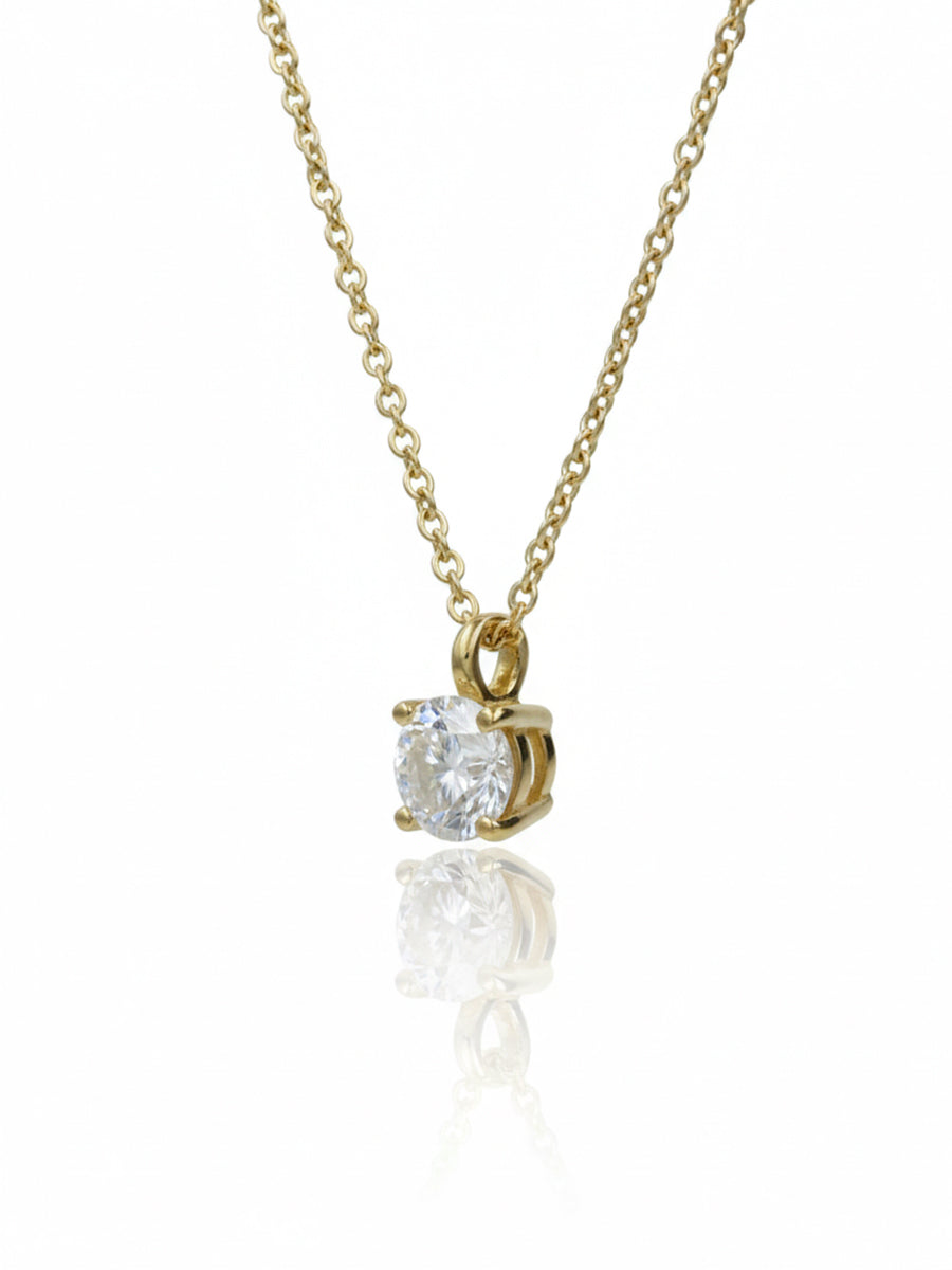 Vermeil Gold Plated Moissanite Solitaire Pendant Necklace