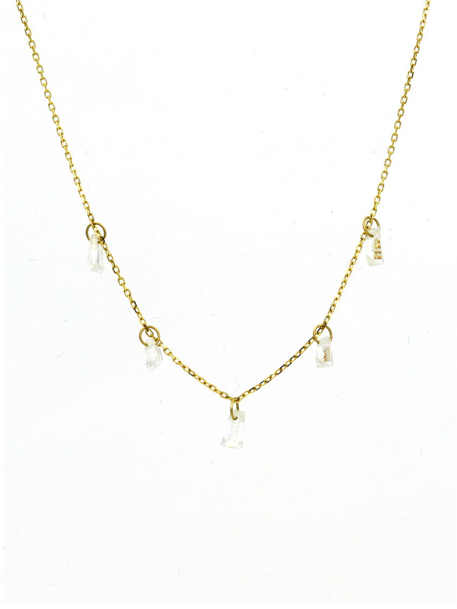 18K Solid Gold Moissanite Dangling Necklace