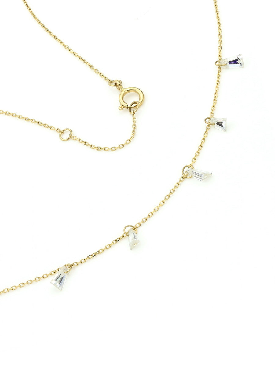 18K Solid Gold Moissanite Dangling Necklace