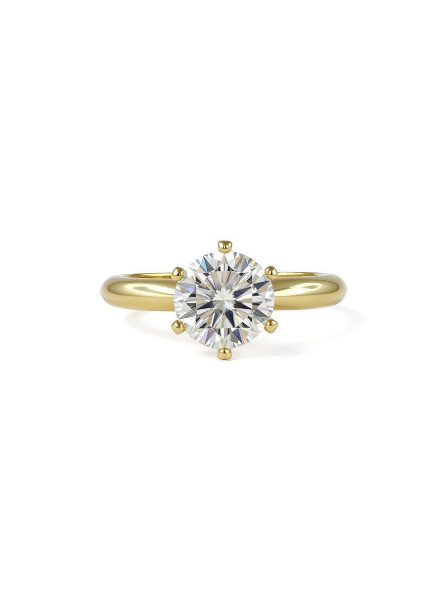 14K Gold Round Cut 3.0Ct Moissanite Solitaire Ring