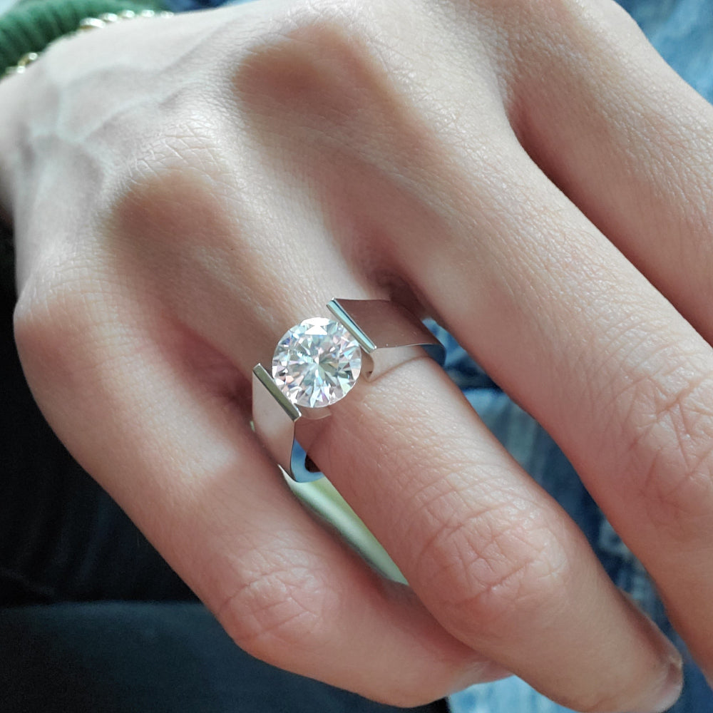 18K White Gold 2.0Ctw. Moissanite Engagement Ring
