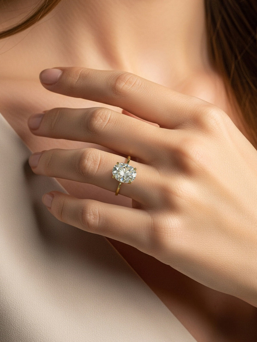14K Gold 5.0Ctw. Oval Cut Moissanite Engagement Ring