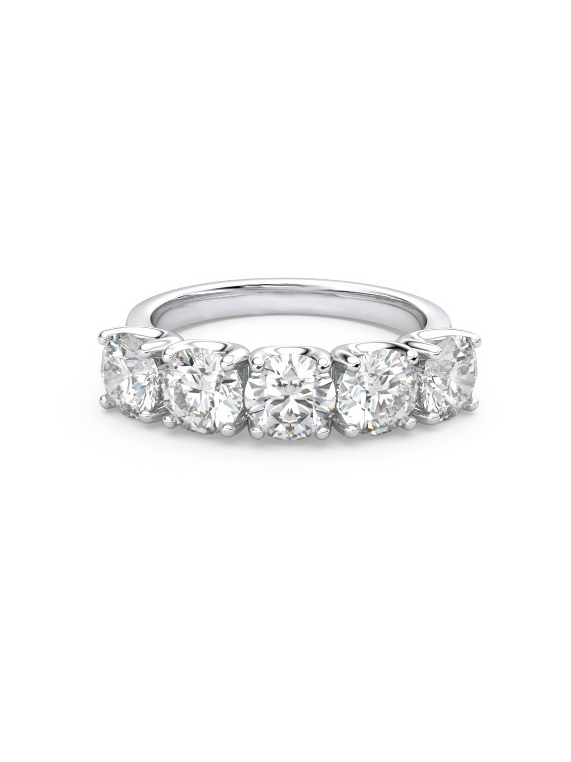 14K White Gold Moissanite Halfway Wedding Band